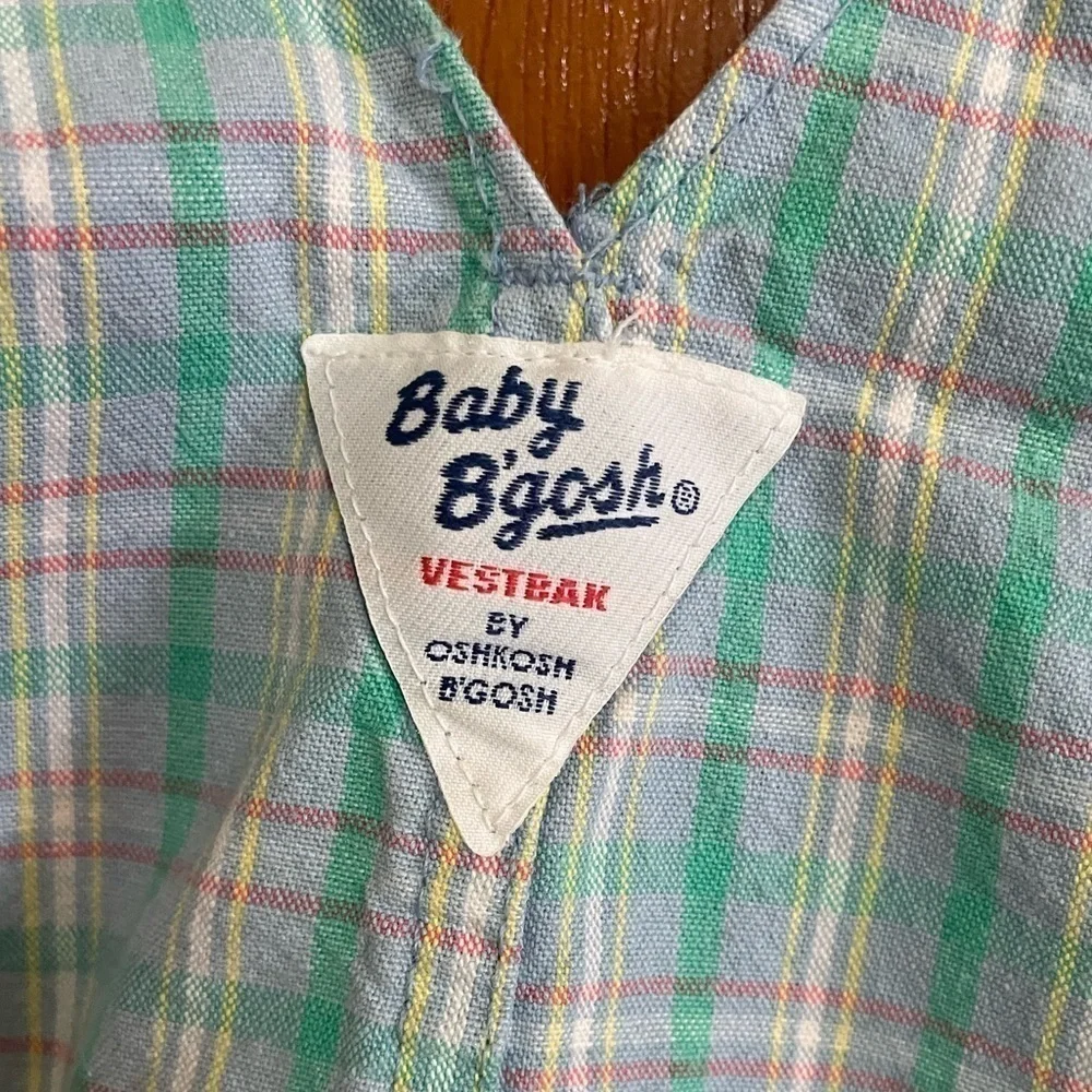Vintage Osh Kosh B’Gosh Plaid Overalls Size 3-6 months